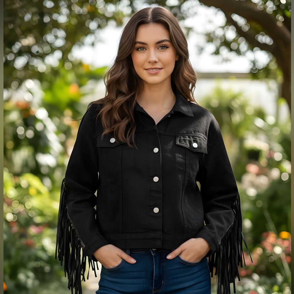 Black Fringe Women's Jacket